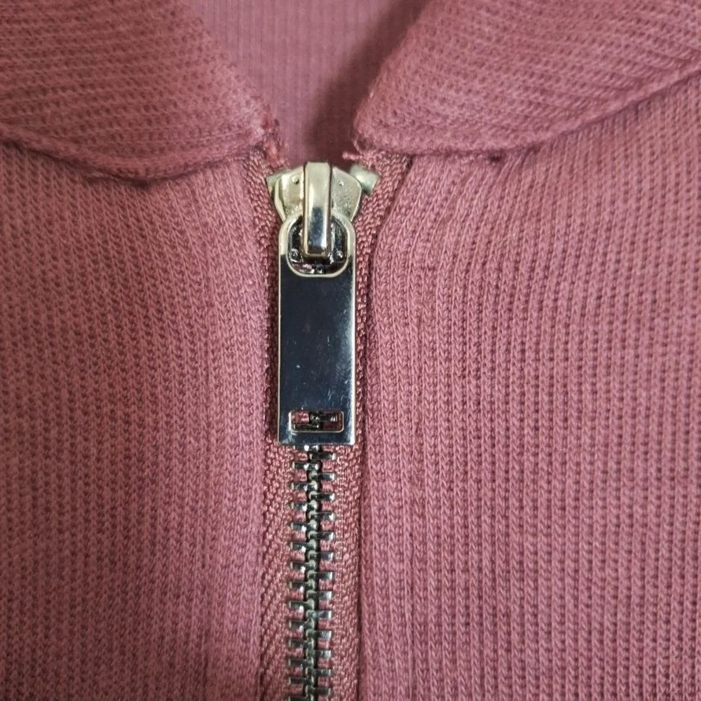 Tasso Elba Maroon Knit Full Zip Stand Up Collar Ribbed Jacket Size XL